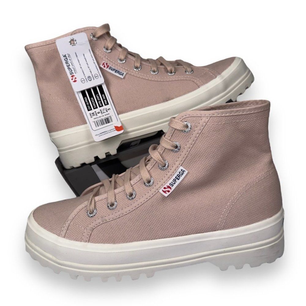 Superga 2341 Aplina‎ High Top Casual Sneakers Pink Skin Women's 7.5